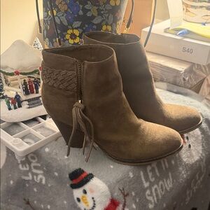 MIA Tan Ankle Booties with Braided Detail